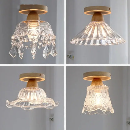 Modern crystal wood led ceiling lamp bedroom teardrop chandelier