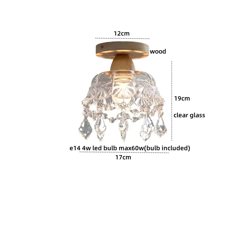 Modern crystal wood led ceiling lamp bedroom teardrop chandelier