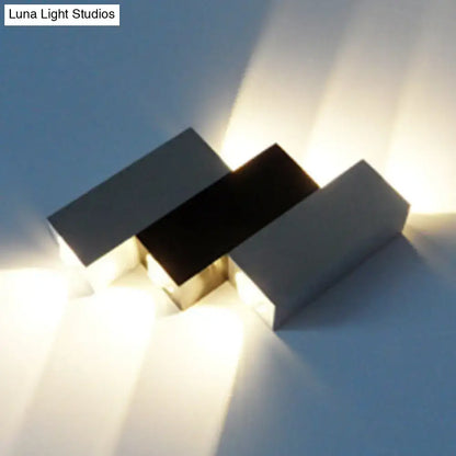 Modern cubic silver & black wall sconce porch direct wired electric
