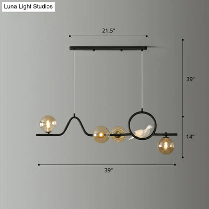 DecorBites™ Modern Curve Island Ceiling Light with Glass Ball Shade for Dining Room