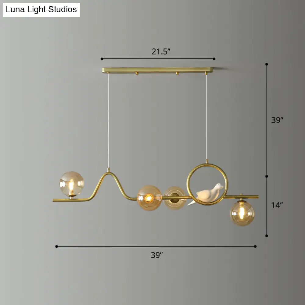 DecorBites™ Modern Curve Island Ceiling Light with Glass Ball Shade for Dining Room
