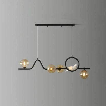 DecorBites™ Modern Curve Island Ceiling Light with Glass Ball Shade for Dining Room