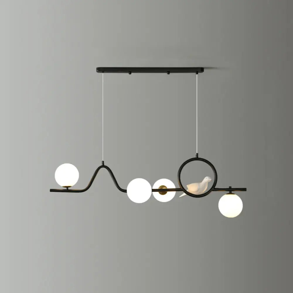 DecorBites™ Modern Curve Island Ceiling Light with Glass Ball Shade for Dining Room
