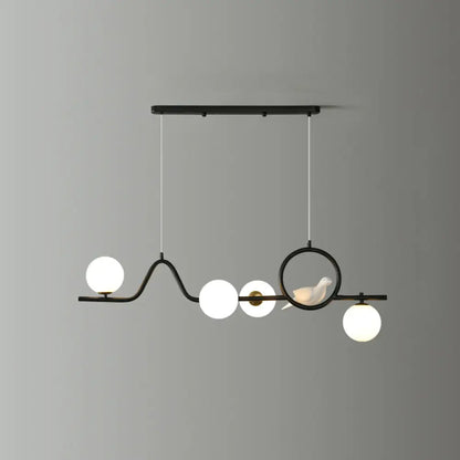 DecorBites™ Modern Curve Island Ceiling Light with Glass Ball Shade for Dining Room