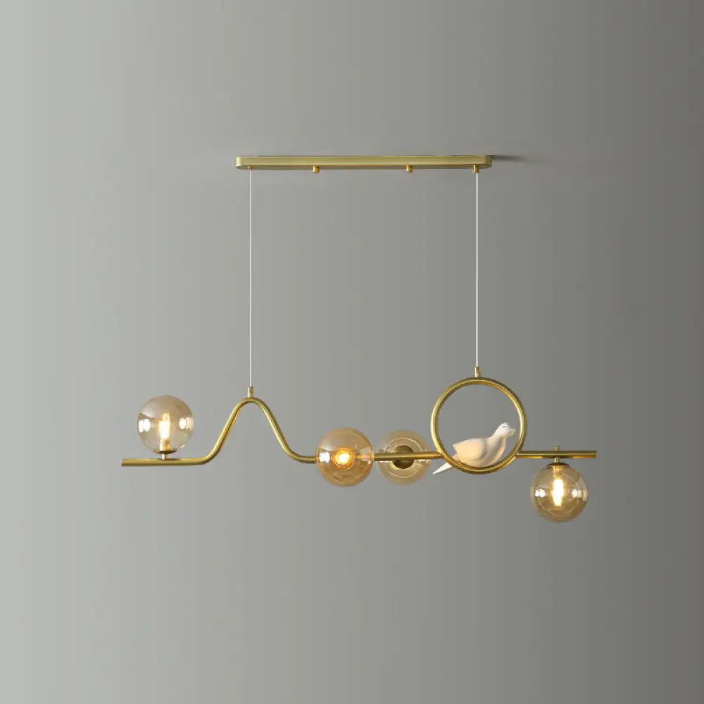 DecorBites™ Modern Curve Island Ceiling Light with Glass Ball Shade for Dining Room