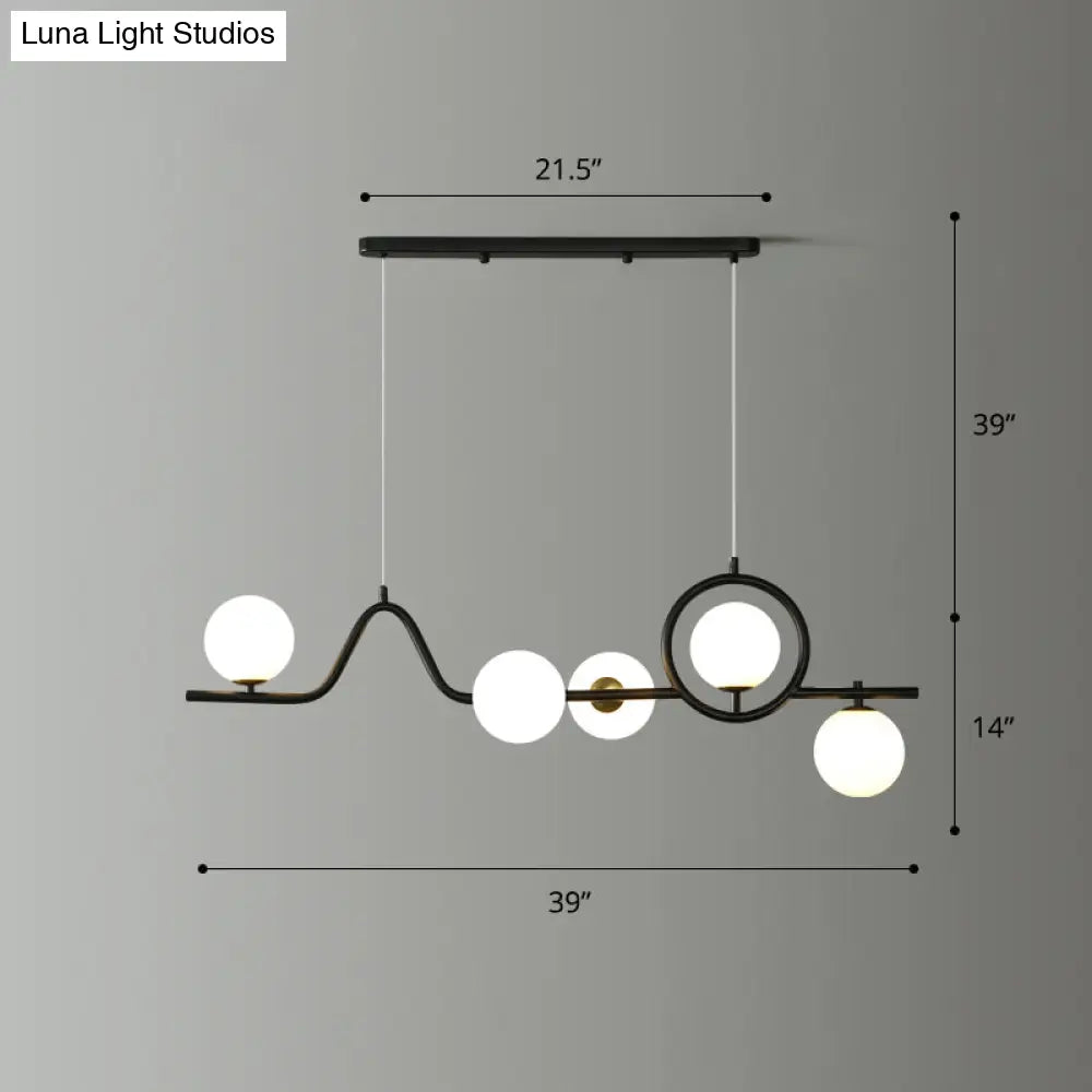 DecorBites™ Modern Curve Island Ceiling Light with Glass Ball Shade for Dining Room