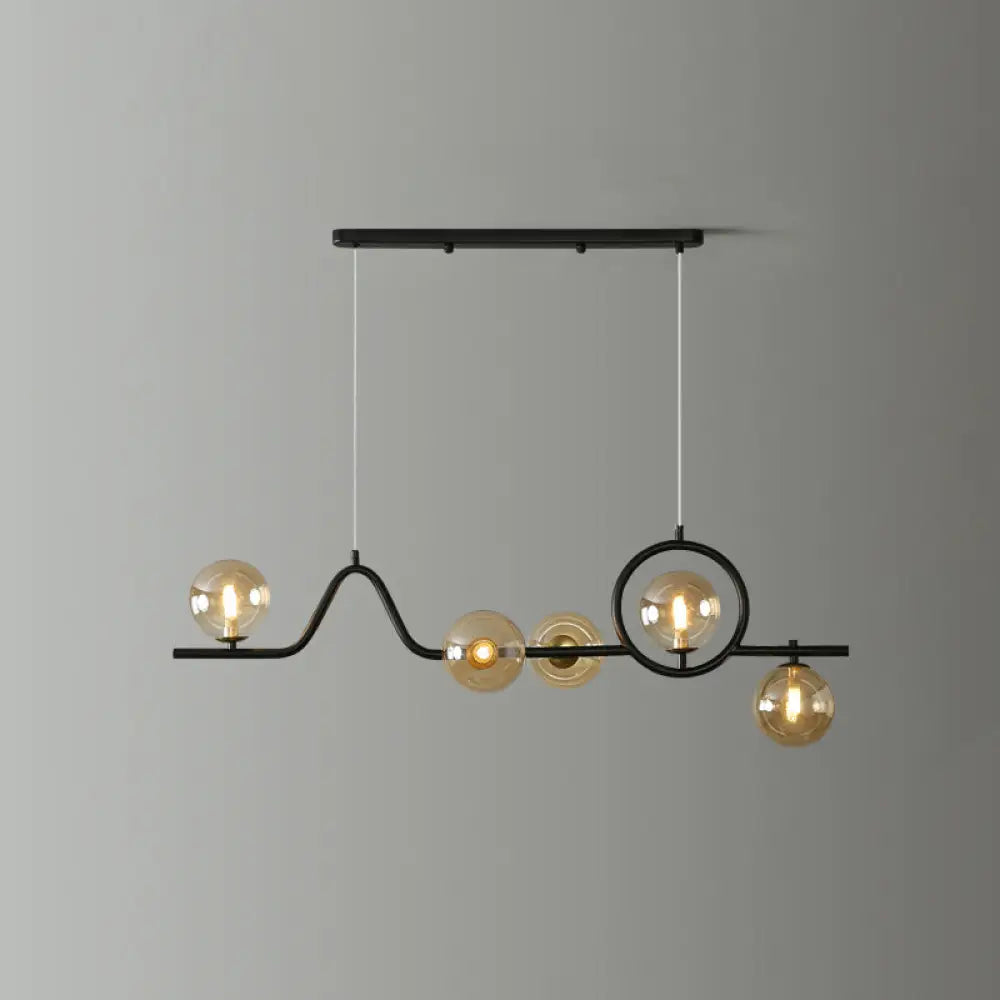 DecorBites™ Modern Curve Island Ceiling Light with Glass Ball Shade for Dining Room