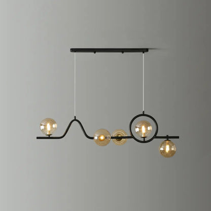 DecorBites™ Modern Curve Island Ceiling Light with Glass Ball Shade for Dining Room