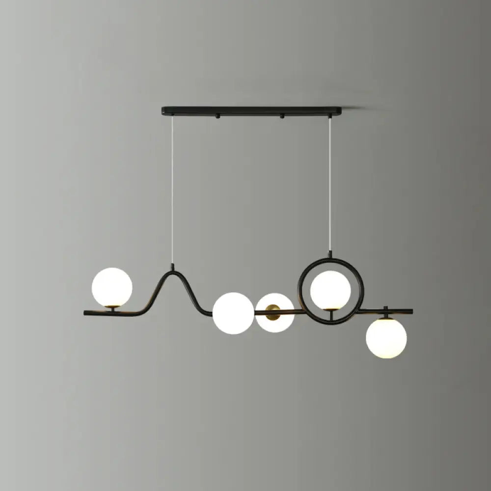 DecorBites™ Modern Curve Island Ceiling Light with Glass Ball Shade for Dining Room