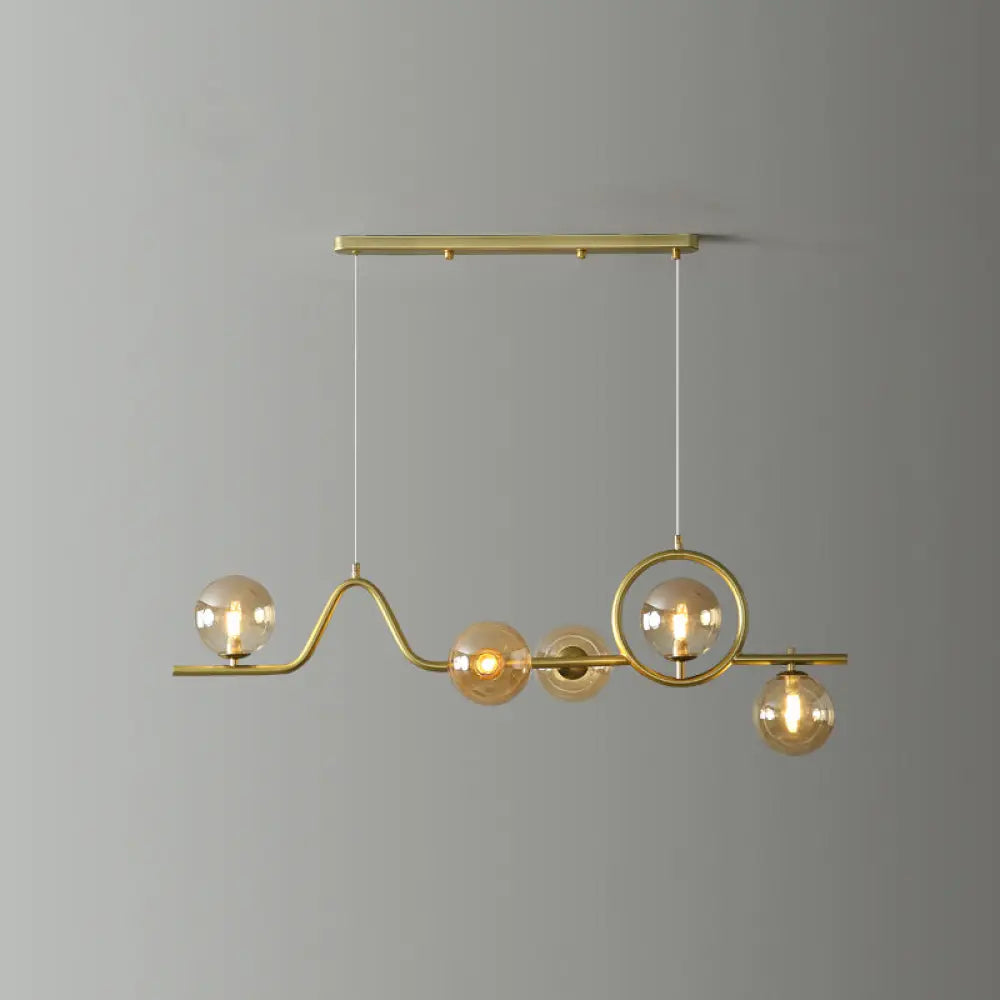DecorBites™ Modern Curve Island Ceiling Light with Glass Ball Shade for Dining Room