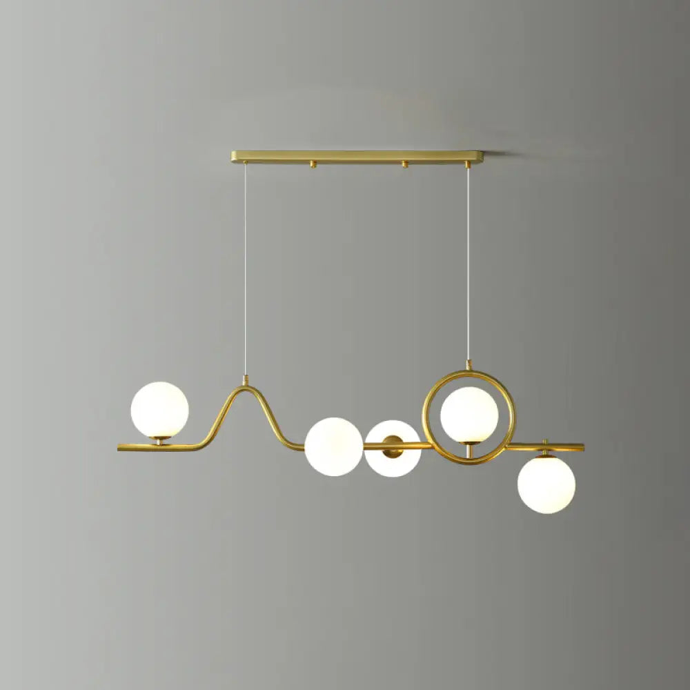 DecorBites™ Modern Curve Island Ceiling Light with Glass Ball Shade for Dining Room