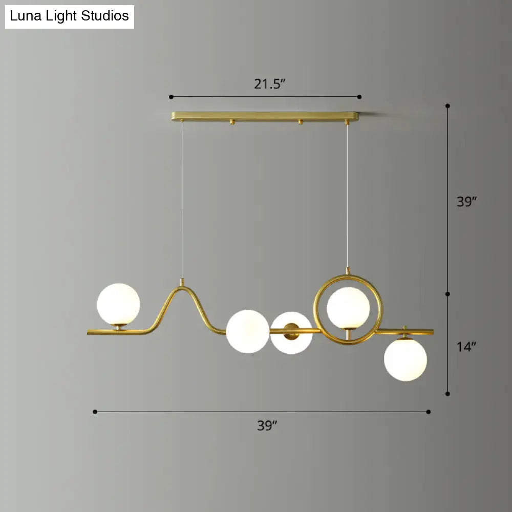 DecorBites™ Modern Curve Island Ceiling Light with Glass Ball Shade for Dining Room
