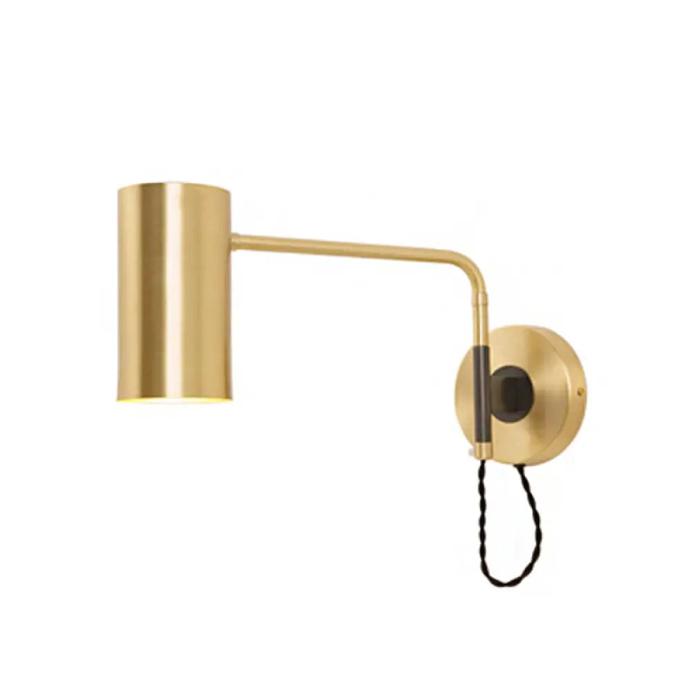DecorBites™ Modern Curved Arm Wall Lamp with Metal Frame and Geometric Shade - Bedroom Wall Lighting