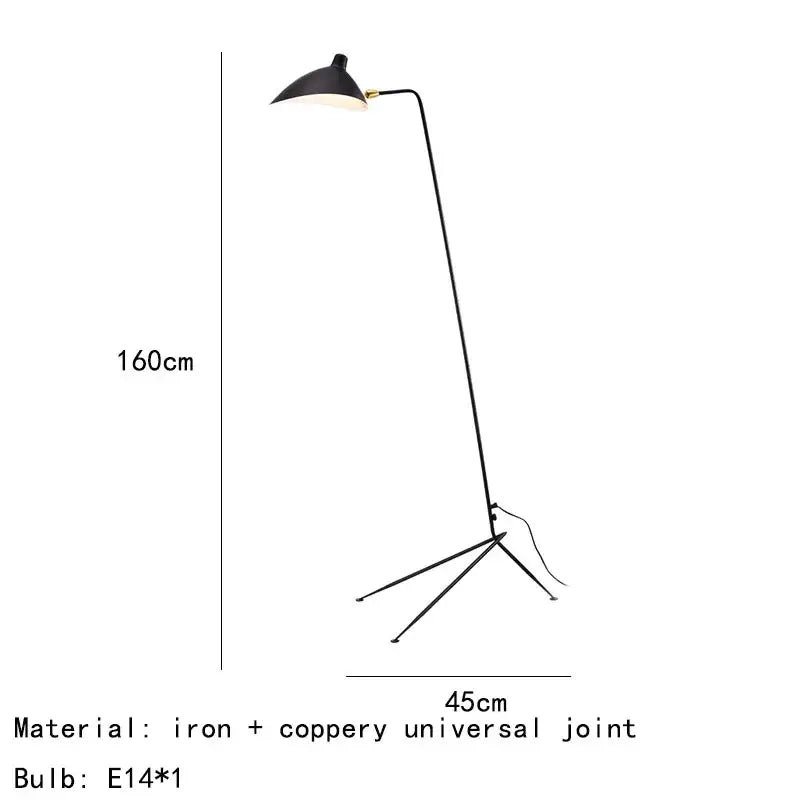 Modern curved black metal floor lamp for bedroom reading lighting