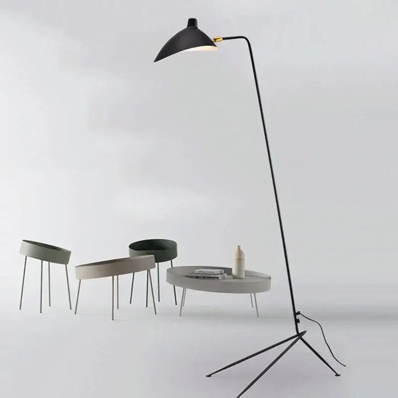 Modern curved black metal floor lamp for bedroom reading lighting