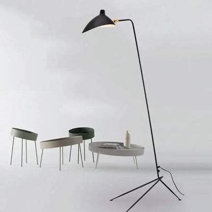 Modern curved black metal floor lamp for bedroom reading lighting