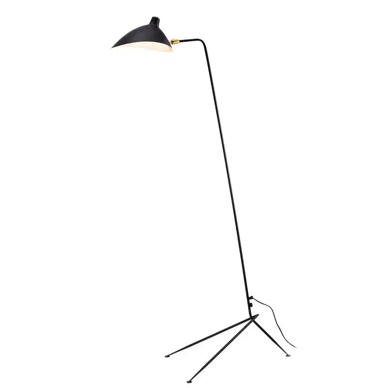Modern curved black metal floor lamp for bedroom reading lighting