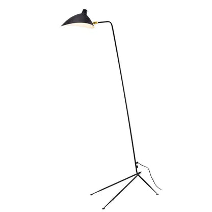 Modern curved black metal floor lamp for bedroom reading lighting