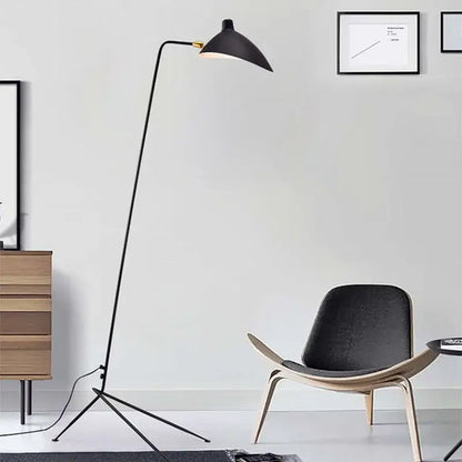 Modern curved black metal floor lamp for bedroom reading lighting