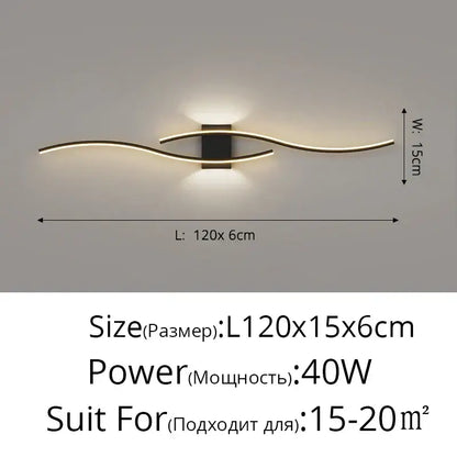 Modern curved gold led wall lamp bedroom sconce lighting