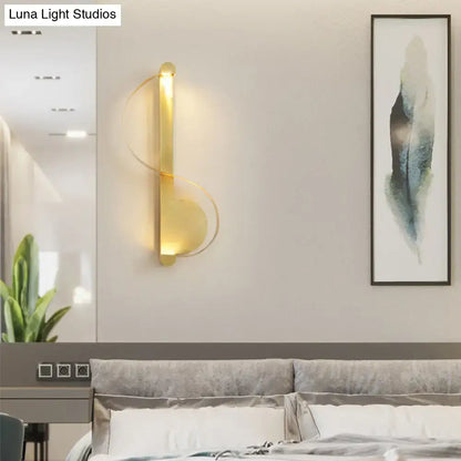 Modern curved gold wall sconce warm white light bedroom fixture