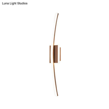 Modern curved linear gold & coffee led wall sconce dining room