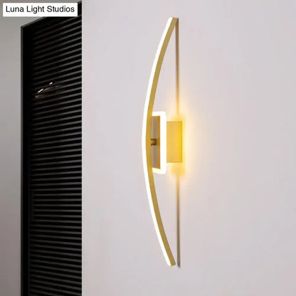 Modern curved linear gold & coffee led wall sconce dining room