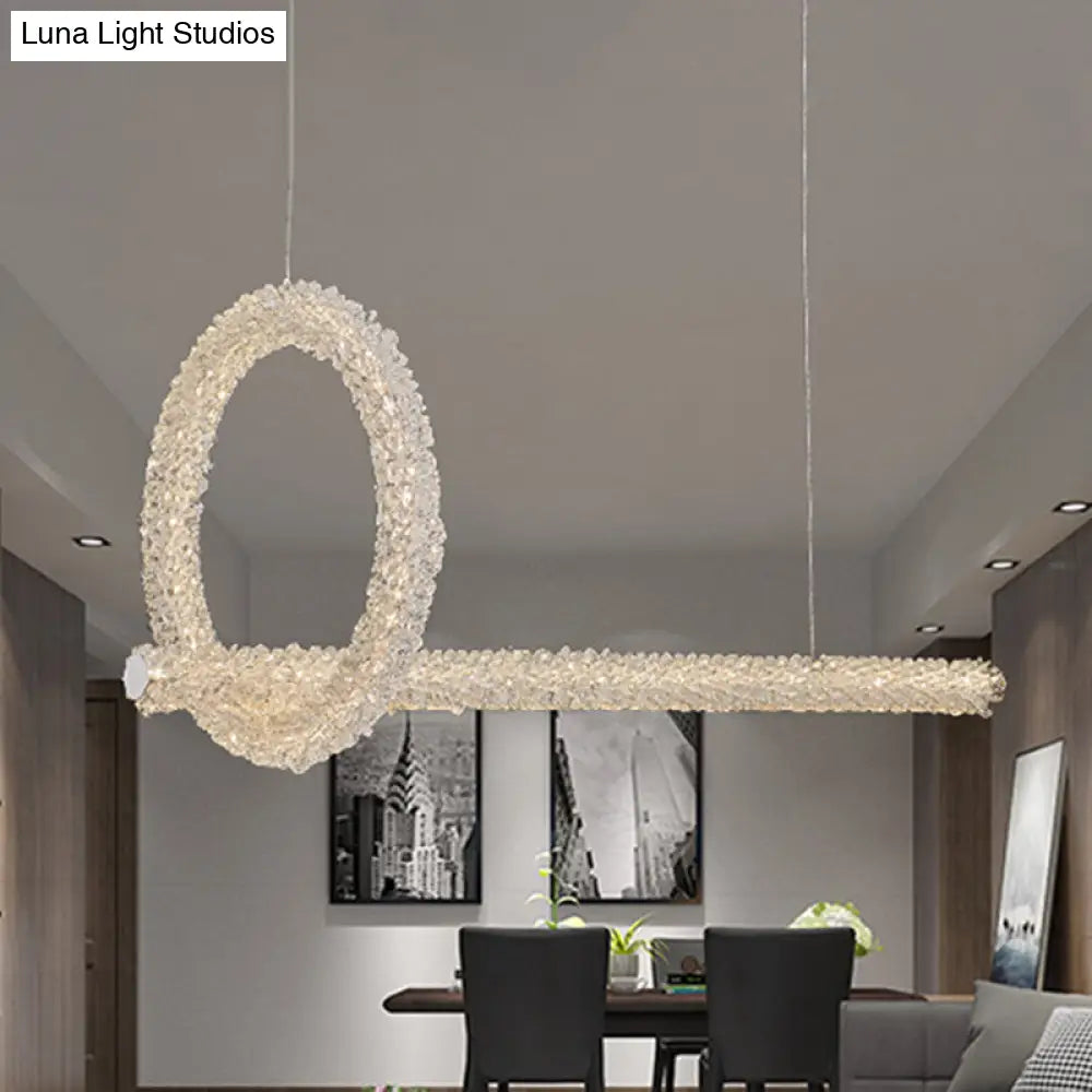 DecorBites™ Modern Cut Crystal LED Brass Ceiling Light - Circular Island Lamp - 12"/16" Wide