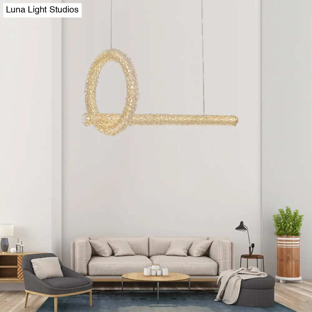 DecorBites™ Modern Cut Crystal LED Brass Ceiling Light - Circular Island Lamp - 12"/16" Wide