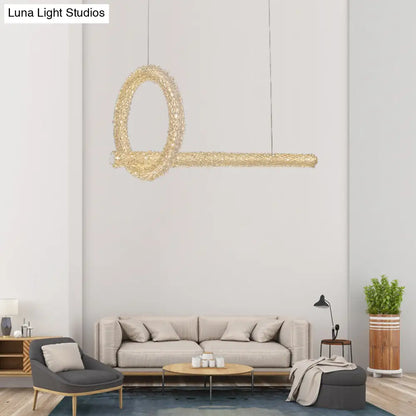 DecorBites™ Modern Cut Crystal LED Brass Ceiling Light - Circular Island Lamp - 12"/16" Wide