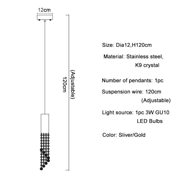 Modern cylindrical crystal staircase chandelier living room light