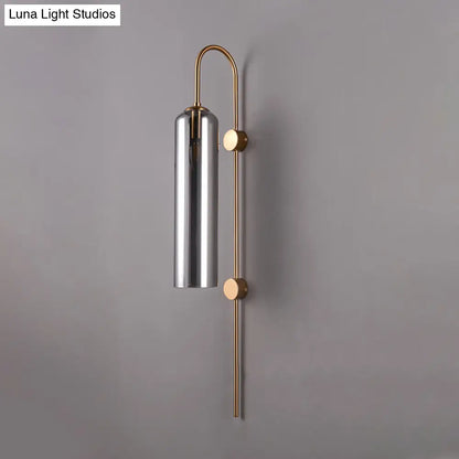 DecorBites™ Modern Cylindrical Wall Sconce - Smoke Gray Glass - 1 Bulb - Living Room Lighting Fixture