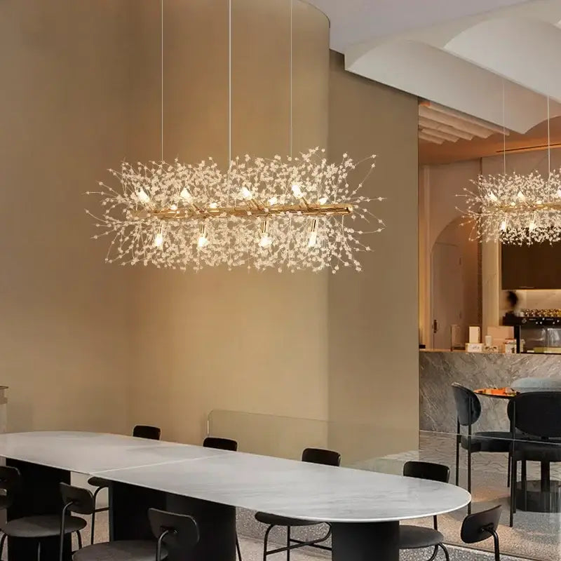 Modern dandelion crystal chandelier living room pendant light
