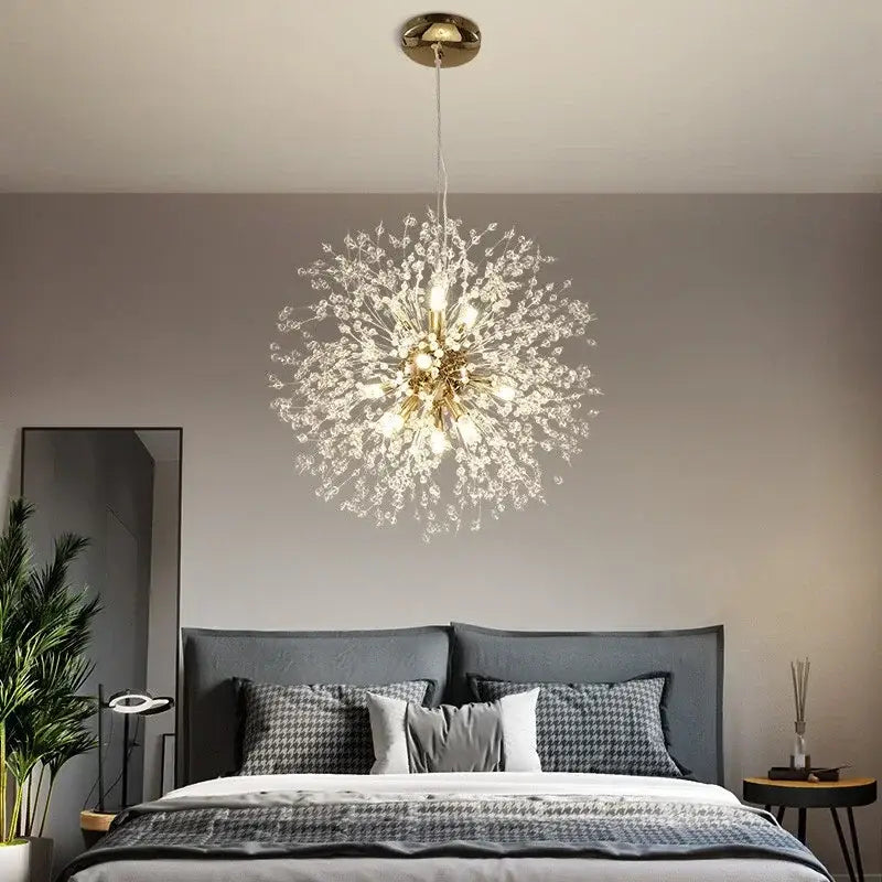 Modern dandelion crystal chandelier living room pendant light