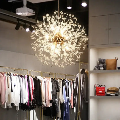 Modern dandelion crystal chandelier living room pendant light
