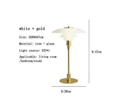 Modern danish amber & frosted glass desk lamp for bedroom