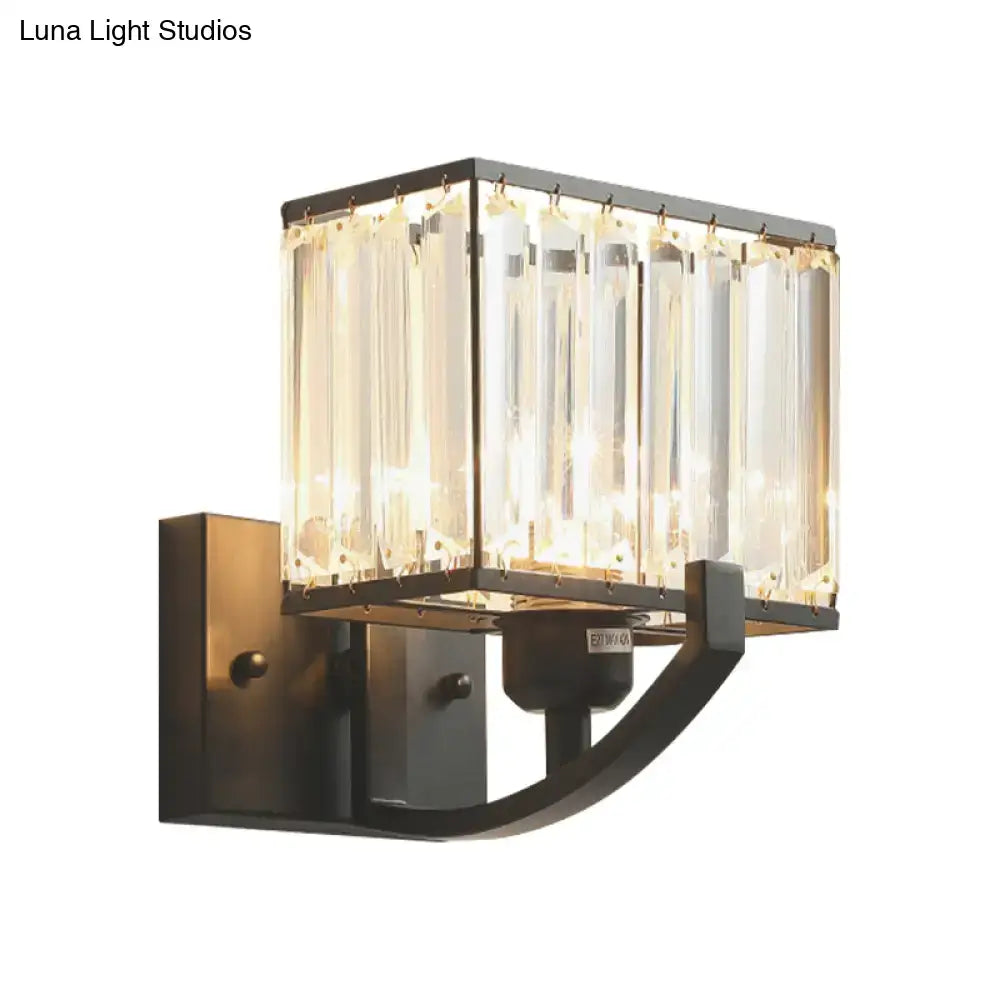 Modern dark bronze and crystal wall mount light bedroom sconce