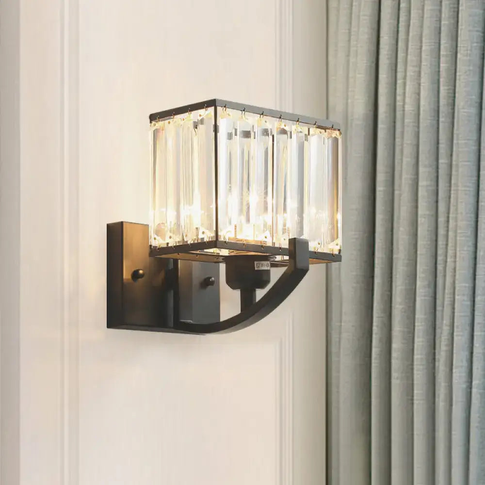 Modern dark bronze and crystal wall mount light bedroom sconce