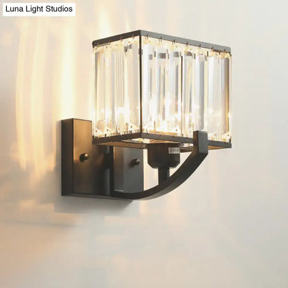 Modern dark bronze and crystal wall mount light bedroom sconce