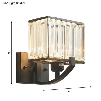 Modern dark bronze and crystal wall mount light bedroom sconce