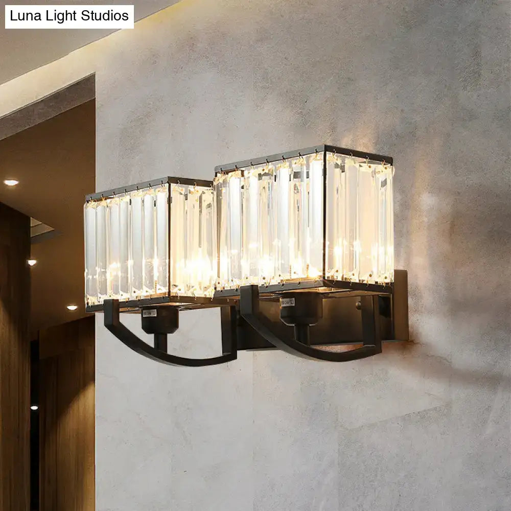 Modern dark bronze and crystal wall mount light bedroom sconce