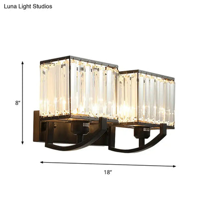 Modern dark bronze and crystal wall mount light bedroom sconce