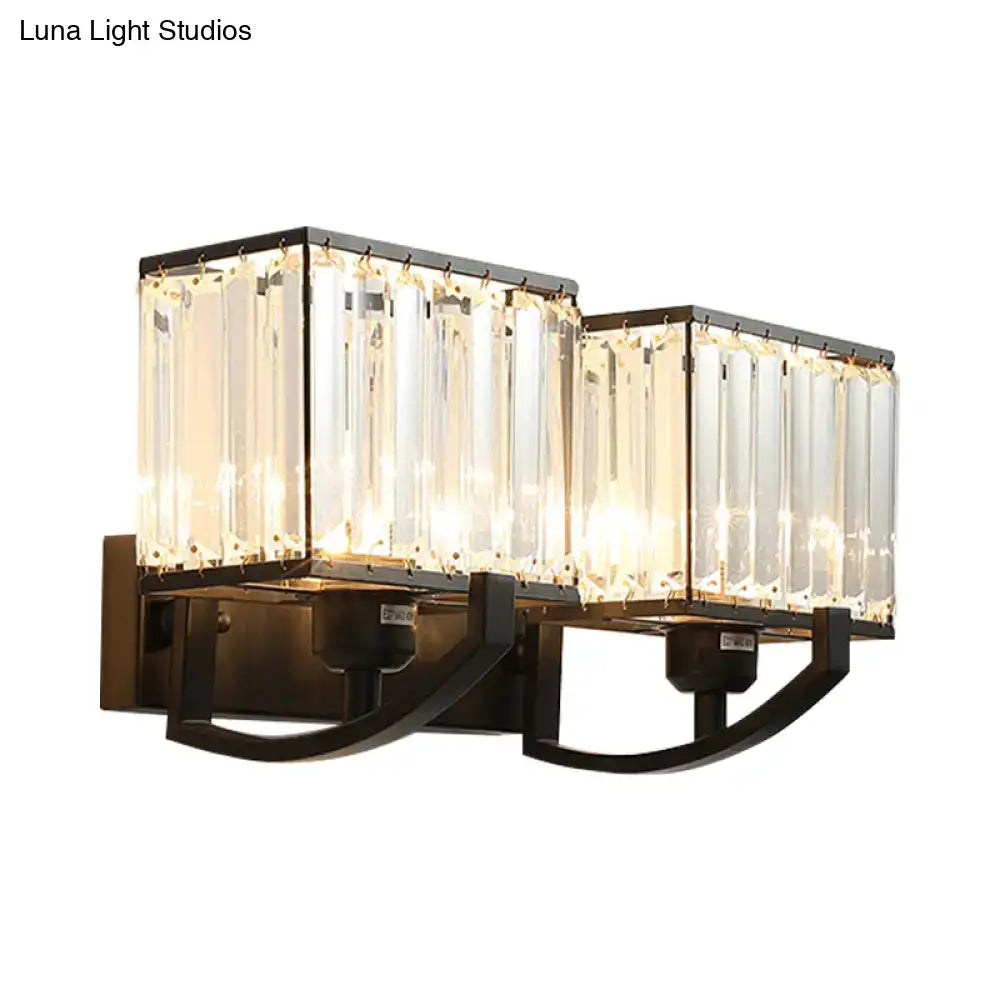 Modern dark bronze and crystal wall mount light bedroom sconce