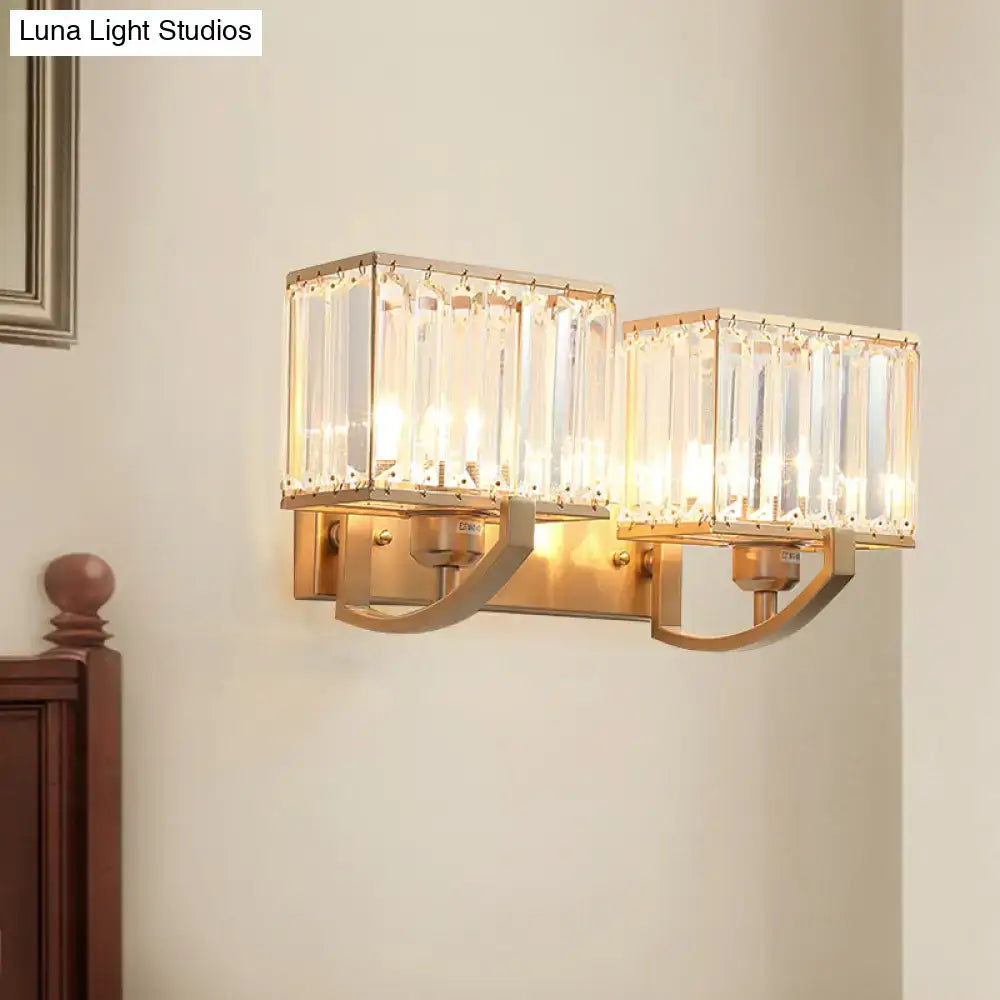 Modern dark bronze and crystal wall mount light bedroom sconce