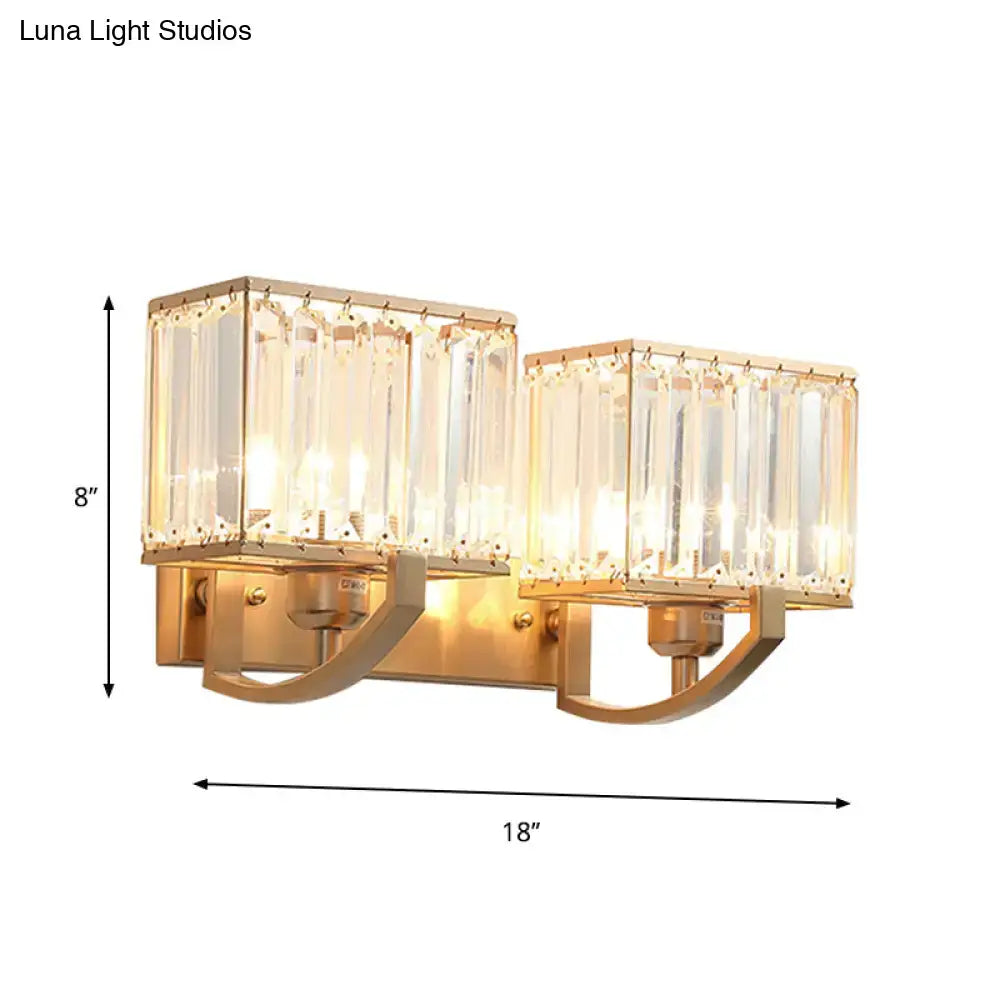 Modern dark bronze and crystal wall mount light bedroom sconce