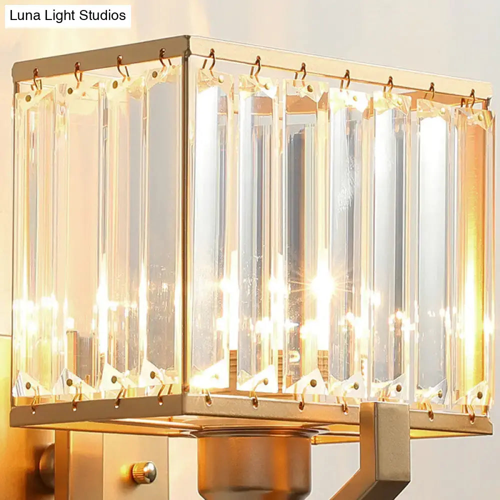 Modern dark bronze and crystal wall mount light bedroom sconce
