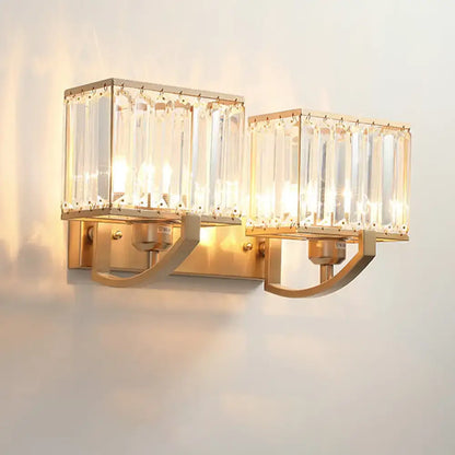 Modern dark bronze and crystal wall mount light bedroom sconce