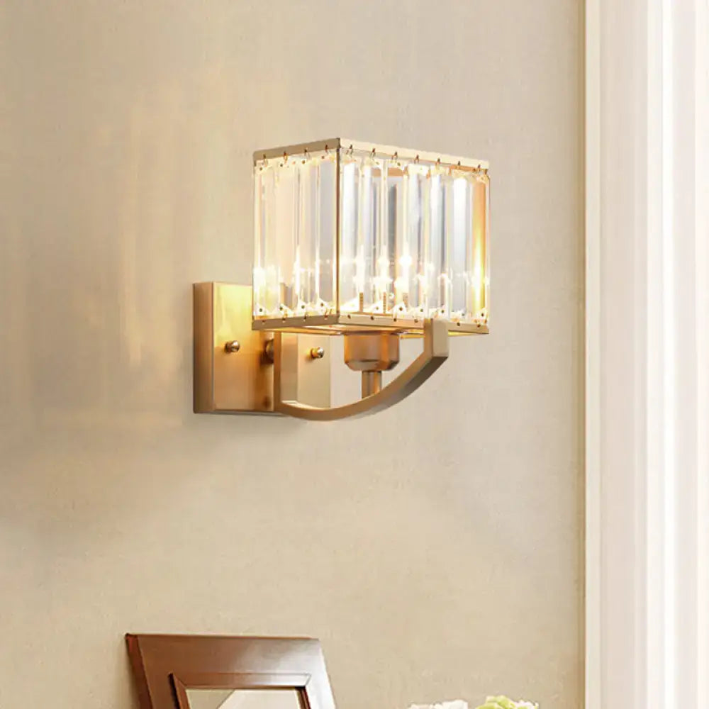 Modern dark bronze and crystal wall mount light bedroom sconce