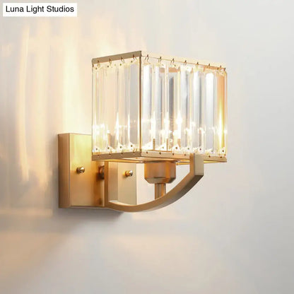 Modern dark bronze and crystal wall mount light bedroom sconce