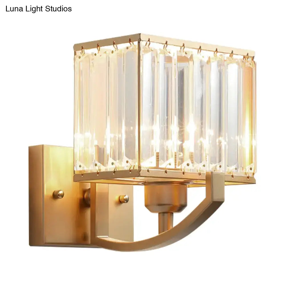 Modern dark bronze and crystal wall mount light bedroom sconce